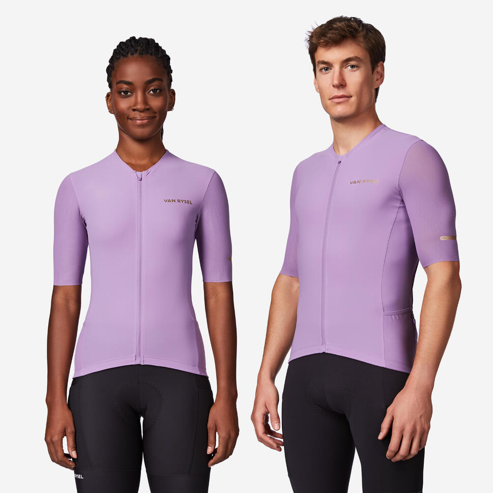 Unisex short-sleeved road cycling jersey for long distance. EDR ULTRA - Purple